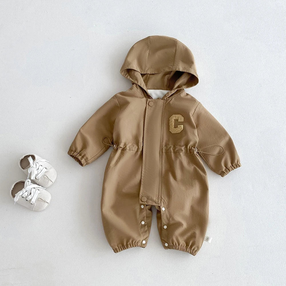 Herbst Baby Strampler Outdoor Jacke 0-2Y Unisex Mit Kapuze Doppel-Schicht Overall Kleinkind Warme Oberbekleidung