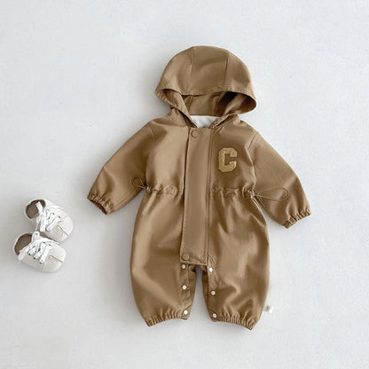 Autumn Baby Romper Outdoor Jacket 0-2Y Unisex Hooded Double-Layer Jumpsuit Toddler Warm Outwear