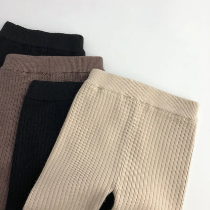 Pantalons tricotés élastiques pour enfants, automne et hiver, leggings skinny solides pour garçons et filles de 1 à 6 ans