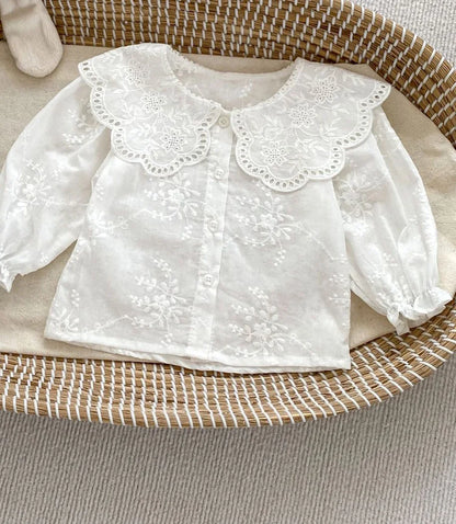 Kids Baby Girls Clothing Set – Big Collar Princess Blouse & Lace Bodysuit 2-Piece Outfit