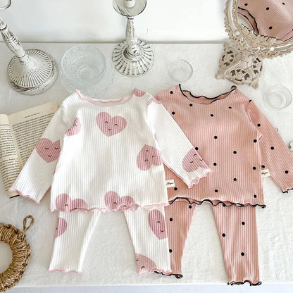 Baby Pajama Set – Dot Print Infant Girls Sleeper Wear for Toddlers (1-3T)