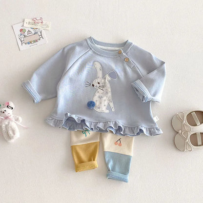 Sweat à capuche printemps pour enfants – Pull lapin fleuri mignon (0-5 ans)