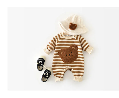 Autumn Baby Romper – Cute Striped O-Neck Bodysuit( 0-2Y)