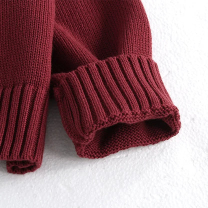 Autumn Children's Sweater 2-7Y Long Sleeve Red Sweater Jacket for Girls Korean Style Kid's Knitted Cardigan Top