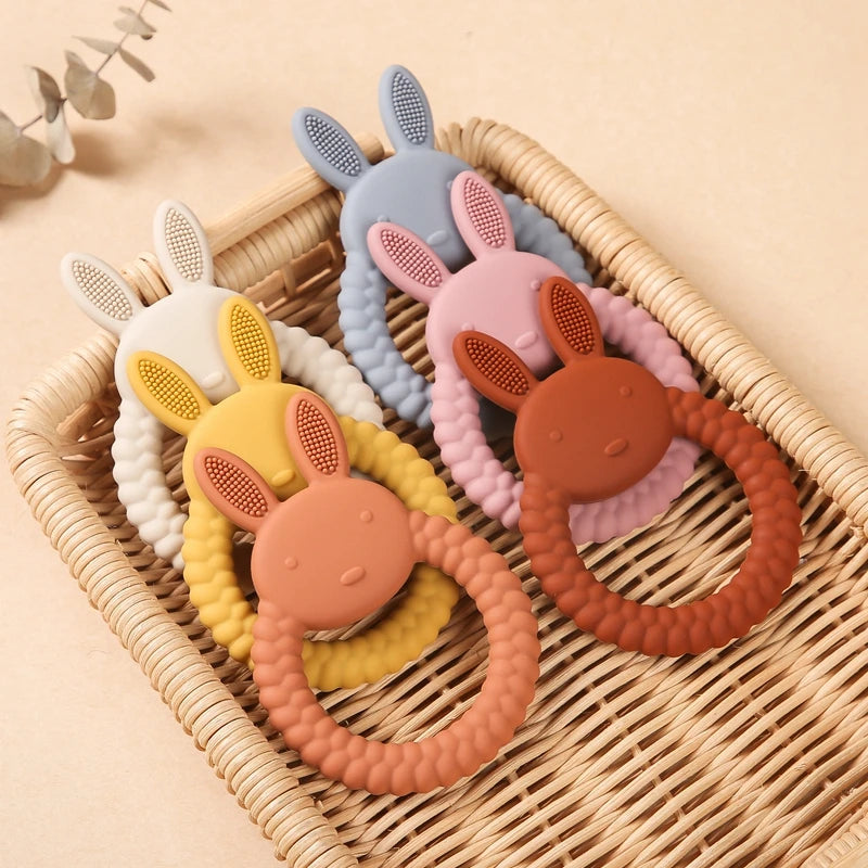 Baby Silicone Rabbit Teether – Safe & Soothing Teething Toy