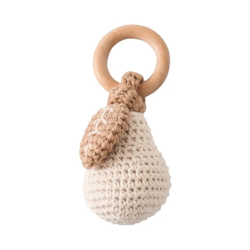 Hochet et anneau de dentition au citron - Cadeau réconfortant et nouveau-né en forme de fruit au crochet