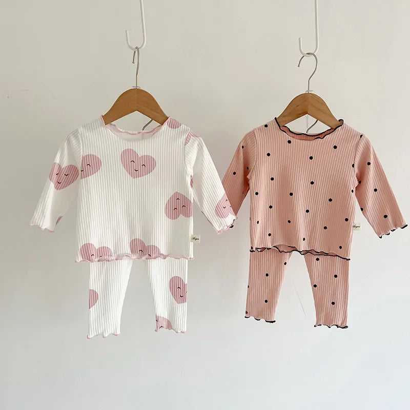 Baby Pajama Set – Dot Print Infant Girls Sleeper Wear for Toddlers (1-3T)