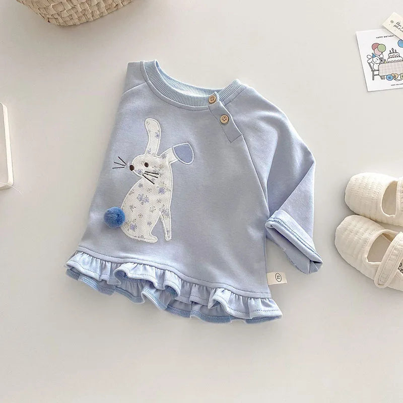 Sweat à capuche printemps pour enfants – Pull lapin fleuri mignon (0-5 ans)