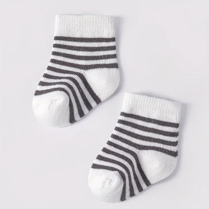 6 paires de chaussettes d'automne pour bébé Milancel – Motif rayé et étoiles (6 couleurs)