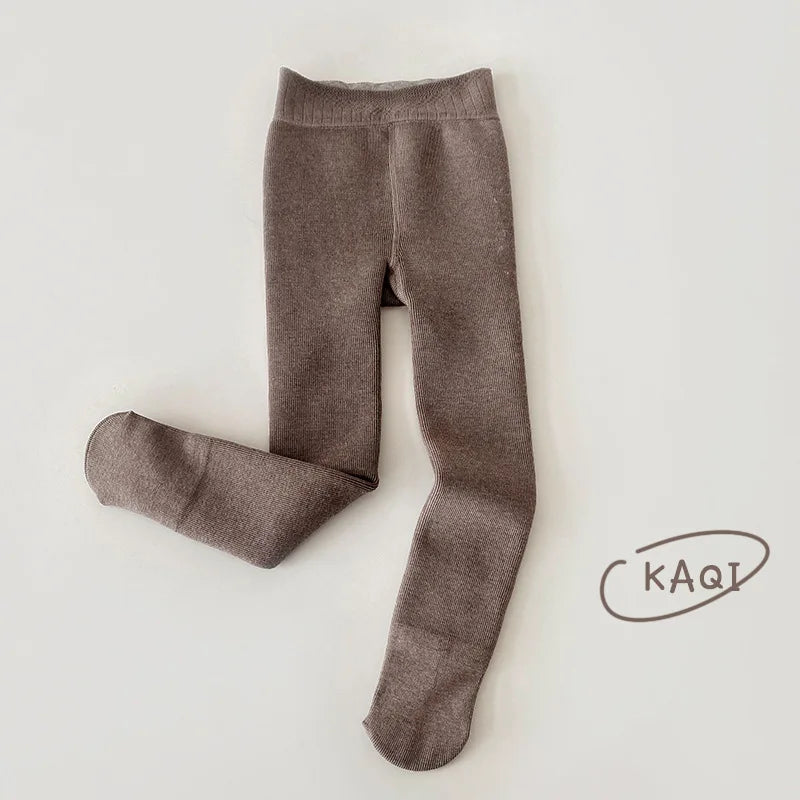 Kids Solid Tights with Fur Lining – High Elastic Leggings for Girls (3-12Y)