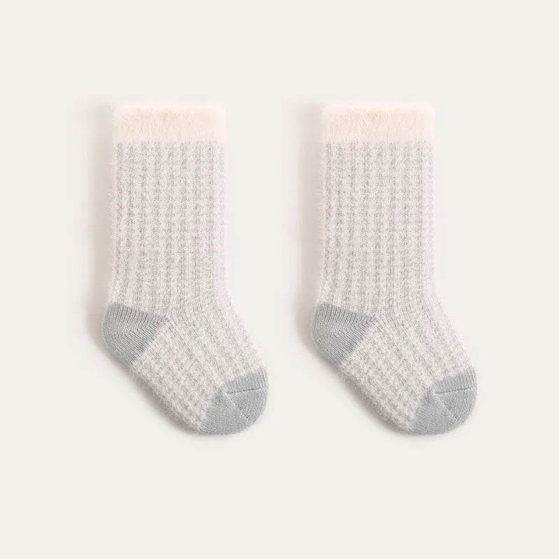 Neue dicke Wintersocken für Babys – Röhrensocken mit Farbblockierung und Streifen für Kleinkinder