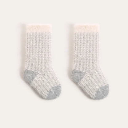 Nouvelles chaussettes épaisses d'hiver pour bébé – Chaussettes tube à rayures colorées pour tout-petits