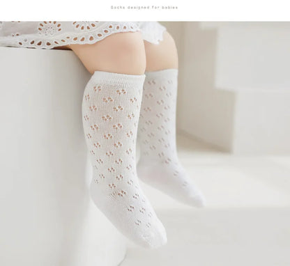 Lot de 4 paires de chaussettes ajourées en maille pour bébé fille – Collants d'été mi-mollet (bébé/enfant en bas âge)