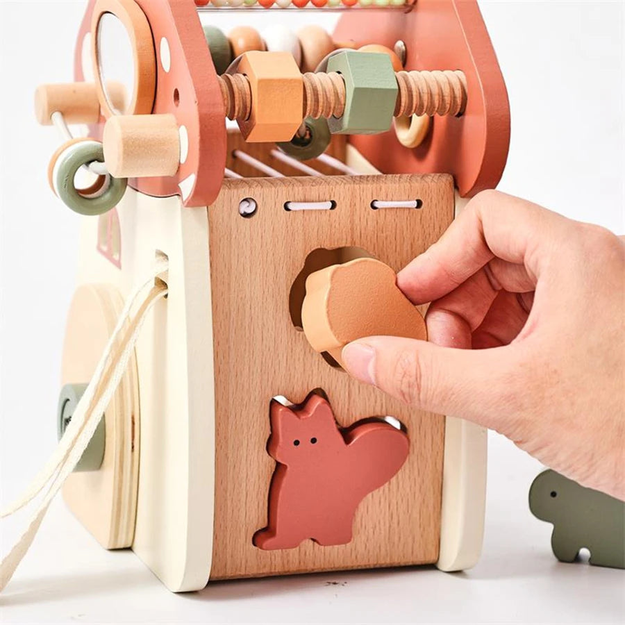 Jouet musical Montessori en bois pour bébé – Puzzle de blocs de construction en forme de champignon pour l'apprentissage précoce