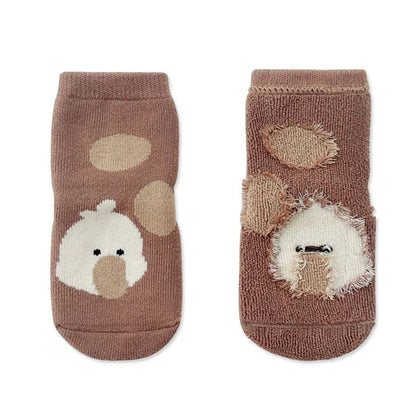 Lot de 5 paires de chaussettes antidérapantes pour bébé, motif dessin animé, pour l'intérieur et l'extérieur (0-5 ans)