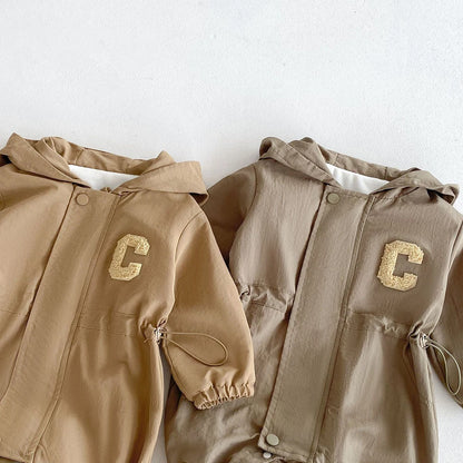 Autumn Baby Romper Outdoor Jacket 0-2Y Unisex Hooded Double-Layer Jumpsuit Toddler Warm Outwear