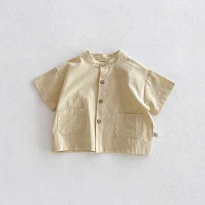 Ensemble de vêtements décontractés pour enfants : chemise à manches courtes et pantalon, ensemble 2 pièces pour garçons