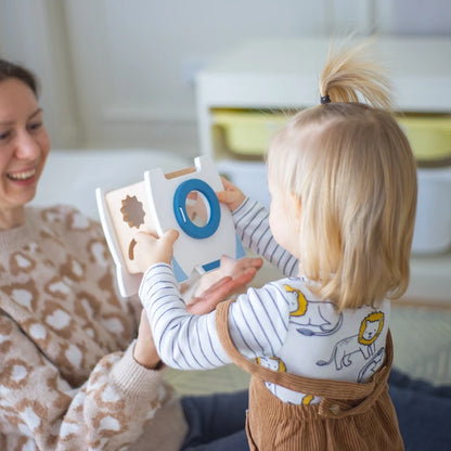 Jouet musical Montessori en bois pour bébé – Puzzle de blocs de construction en forme de champignon pour l'apprentissage précoce