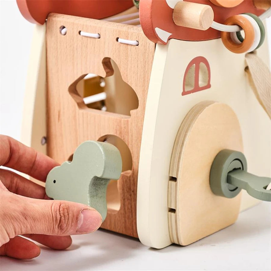 Jouet musical Montessori en bois pour bébé – Puzzle de blocs de construction en forme de champignon pour l'apprentissage précoce