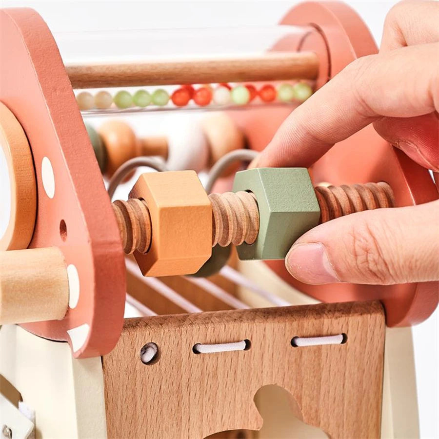 Jouet musical Montessori en bois pour bébé – Puzzle de blocs de construction en forme de champignon pour l'apprentissage précoce