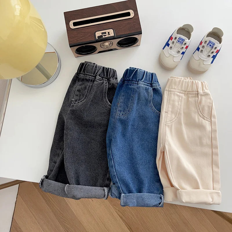 Pantalons pour bébés, jeans solides pour enfants, pantalons décontractés en denim pour garçons, pantalons doux pour filles, pantalons à la mode