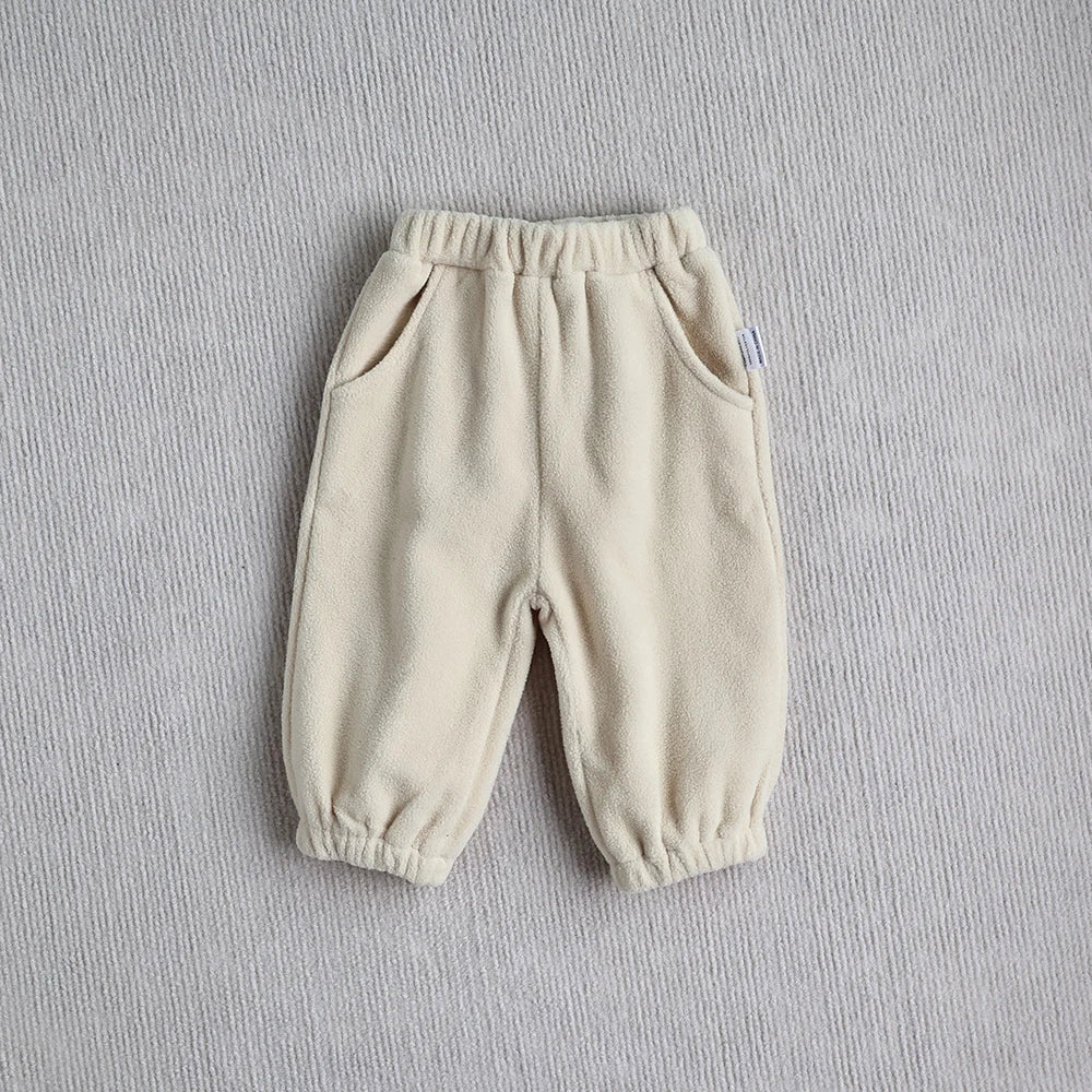 Ensemble de sport d'hiver pour bébé, couleur unie, polaire, sweat à capuche, vêtements d'extérieur amples pour tout-petits, 2 pièces (0-3 ans)