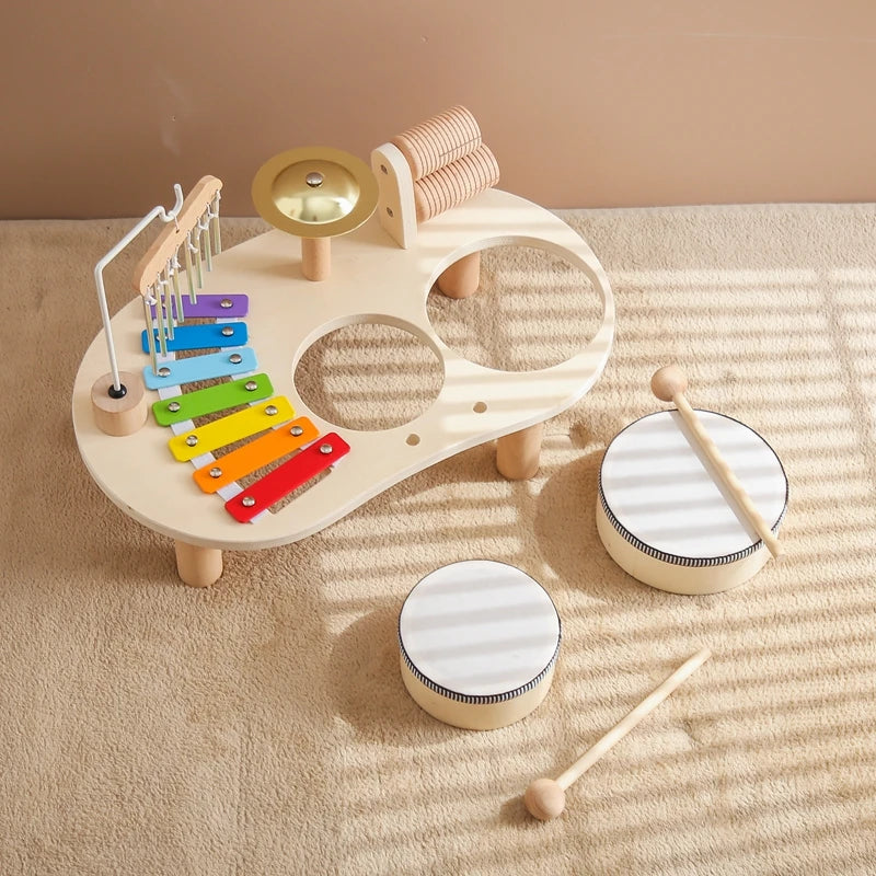 Montessori Wooden 5-Tone Xylophone – Multicolor Musical Toy for Kids