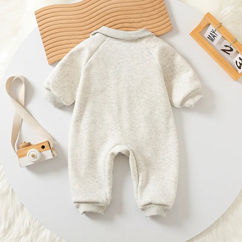 Herbst Baby Strampler Dicken Futter Jungen Overalls Pelz Futter Kleinkind Kleidung Jungen Outfit