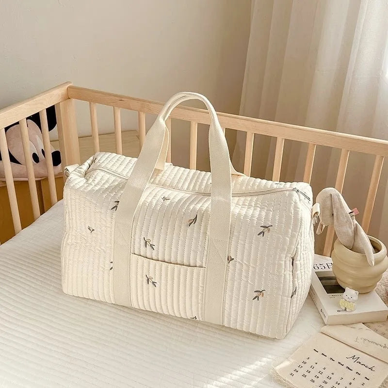 Embroidered Mom Bag Storage Bag Large Capacity Mommy Travel Bag Fashion Multi-functional Handbag Lightweight Diagonal