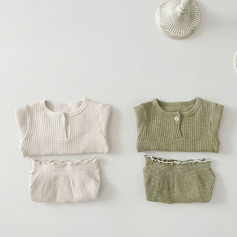 Herbst-Baby-Unisex-Mantel-Set – Pullover mit Rundhalsausschnitt aus gekämmter Baumwolle (0–2 Jahre)