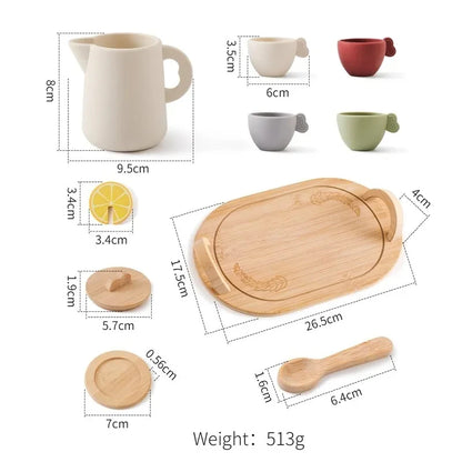 Baby Wooden Tea Party Set – Pretend Play Tableware & Kitchen Toy for Toddlers