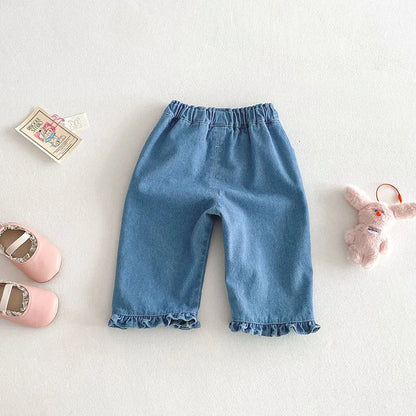 New Spring Girls Jeans – Cute Three-Dimensional Love Trousers for (0-5T)