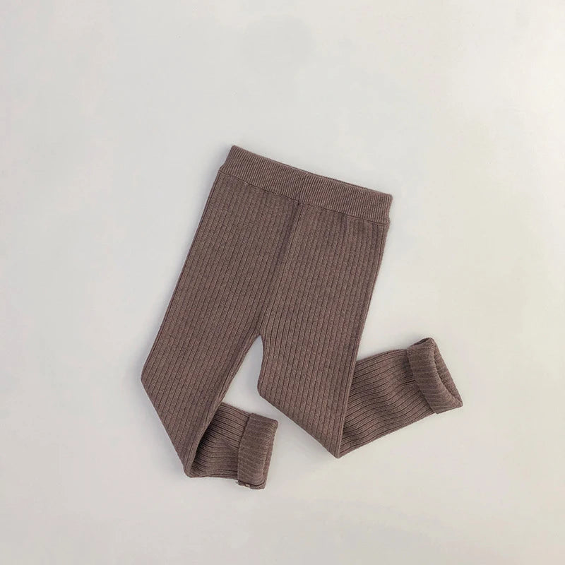 Pantalons tricotés élastiques pour enfants, automne et hiver, leggings skinny solides pour garçons et filles de 1 à 6 ans