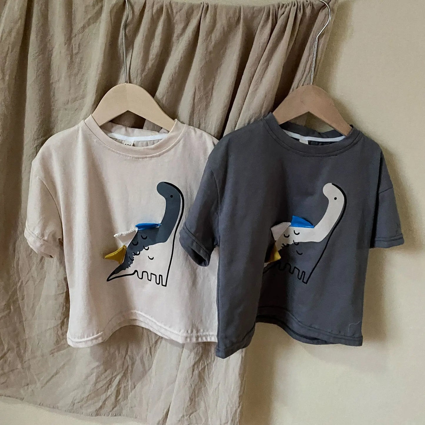 Vêtements pour enfants de 2 à 7 ans, t-shirts dinosaures pour garçons, t-shirts d'été en coton à manches mi-longues pour filles