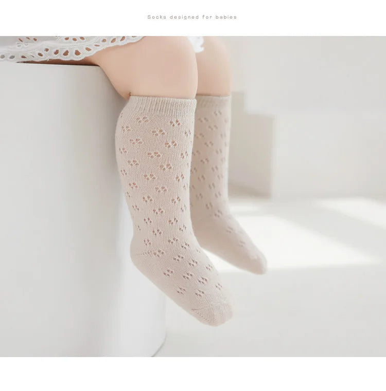 Lot de 4 paires de chaussettes ajourées en maille pour bébé fille – Collants d'été mi-mollet (bébé/enfant en bas âge)