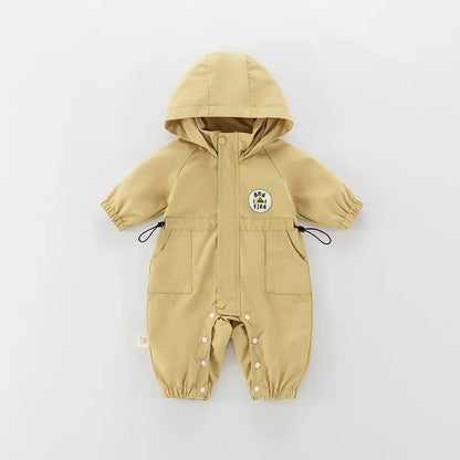 Autumn Baby Romper Outdoor Jacket 0-2Y Unisex Hooded Double-Layer Jumpsuit Toddler Warm Outwear