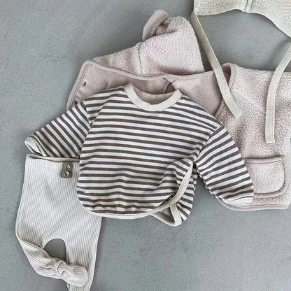 Sweat à capuche et sweat-shirt rayé d'automne pour bébé garçon et fille – Hauts pour tout-petits