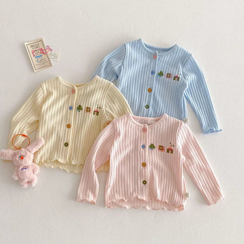 Nouveau cardigan printemps pour enfants – Veste pull à boutons colorés pour filles de 0 à 5 ans