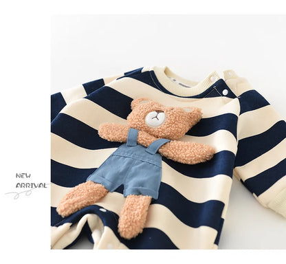 Autumn Baby Romper – Cute Striped O-Neck Bodysuit( 0-2Y)