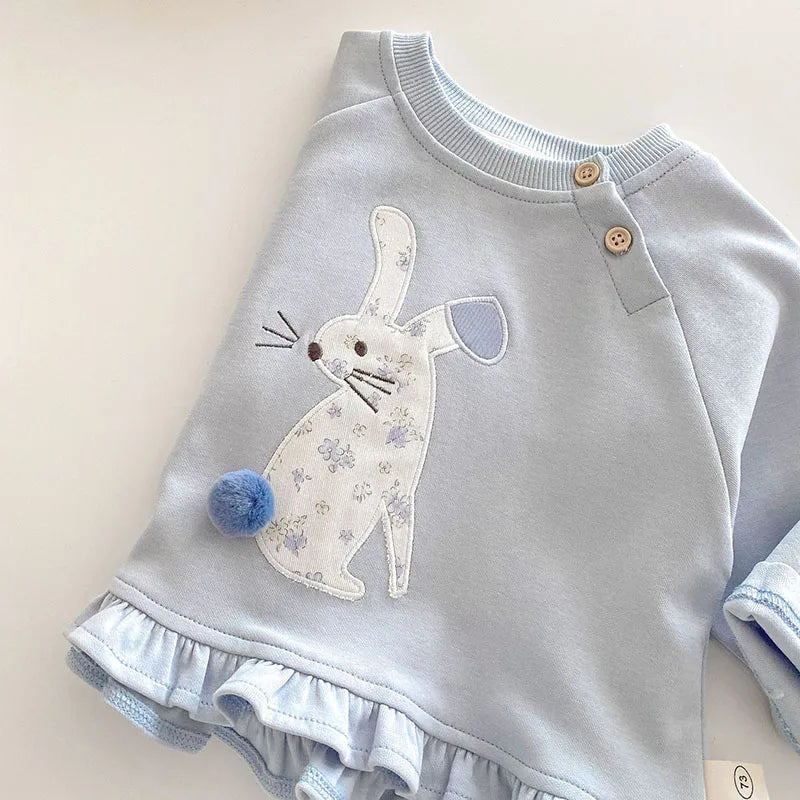 Sweat à capuche printemps pour enfants – Pull lapin fleuri mignon (0-5 ans)