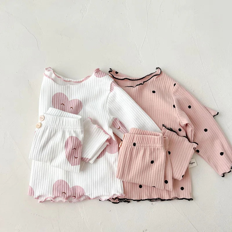 Baby Pajama Set – Dot Print Infant Girls Sleeper Wear for Toddlers (1-3T)