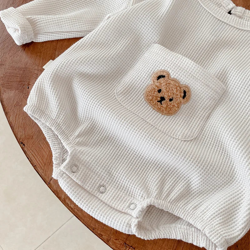 Vêtements bébé gaufrés – Body une pièce ours pour garçon (0-3 ans)