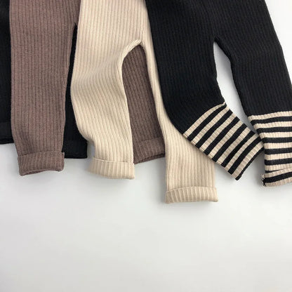 Pantalons tricotés élastiques pour enfants, automne et hiver, leggings skinny solides pour garçons et filles de 1 à 6 ans