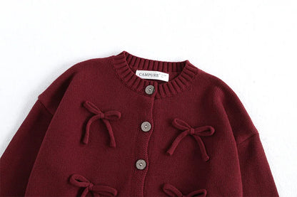 Autumn Children's Sweater 2-7Y Long Sleeve Red Sweater Jacket for Girls Korean Style Kid's Knitted Cardigan Top