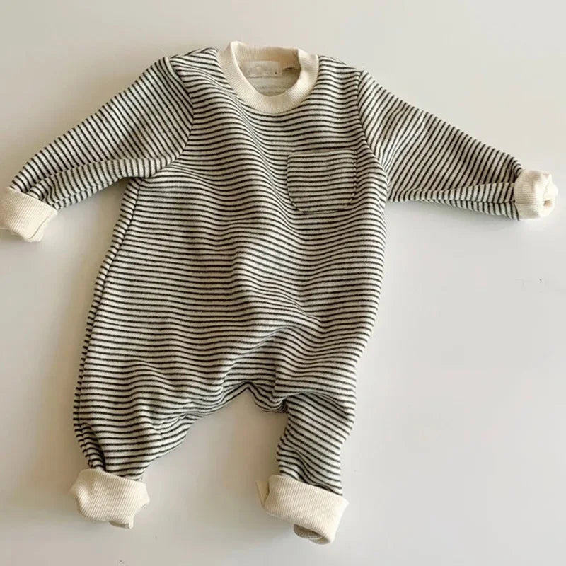 Langarm Baby Strampler Kleidung Gestreiften Säugling Mädchen Jungen Overalls Einfacher Baby Spielanzug für Neugeborene