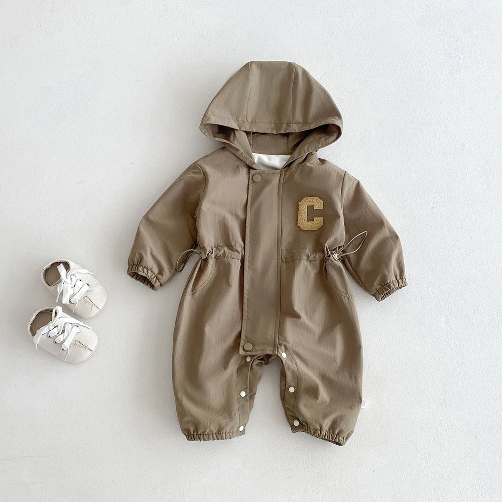 Autumn Baby Romper Outdoor Jacket 0-2Y Unisex Hooded Double-Layer Jumpsuit Toddler Warm Outwear