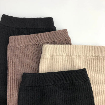 Autumn Winter High Elastic Knitted Kids Sweater Pants Skinny Solid Toddler Boys Girls Leggings Trousers for 1-6y