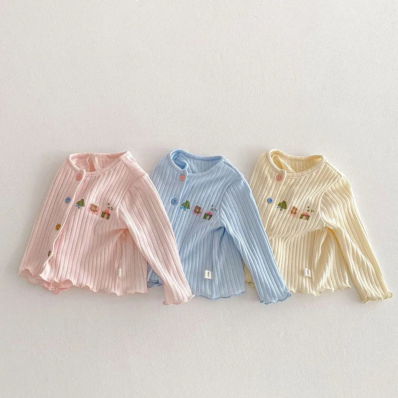 Nouveau cardigan printemps pour enfants – Veste pull à boutons colorés pour filles de 0 à 5 ans