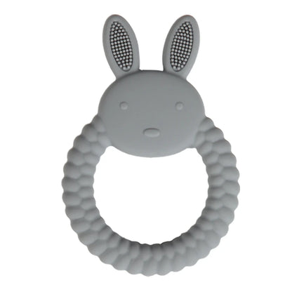 Anneau de dentition en silicone pour bébé en forme de lapin – Jouet de dentition sûr et apaisant