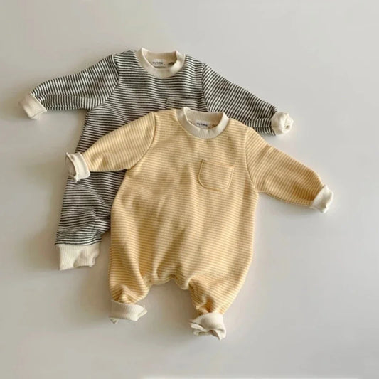 Langarm Baby Strampler Kleidung Gestreiften Säugling Mädchen Jungen Overalls Einfacher Baby Spielanzug für Neugeborene